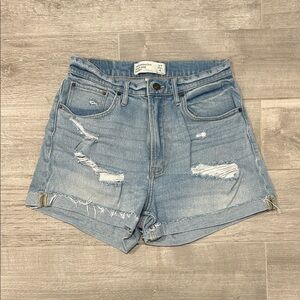 Abercrombie & Fitch Light Blue Distressed Jean Shorts